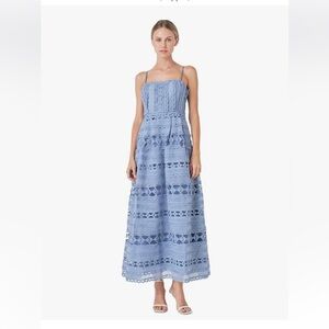 Endless Rose blue eyelet maxi dress